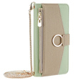 Flipové pouzdro Wallet Zipper Pocket pro Samsung Galaxy A56 5G, Wallet Zipper Pocket, se zrcátkem, zelené