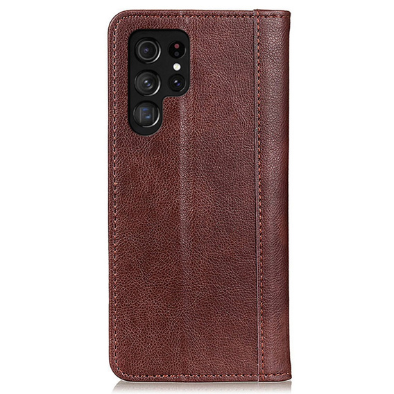 Pouzdro pro Samsung Galaxy S24 Ultra, Wallet Litchi Leather, hnědé