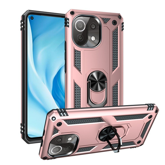 Pancéřové pouzdro pro Xiaomi Mi 11 Lite / Mi 11 Lite 5G / 11 Lite 5G NE, Nox Case Ring, růžové rose gold
