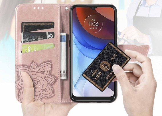 Klopové pouzdro pro Oppo Reno 13, Butterfly, růžové rose gold