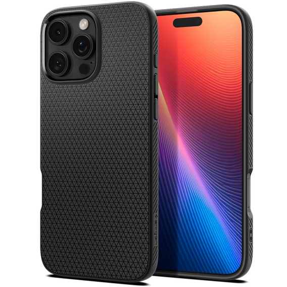 Pouzdro Spigen pro iPhone 16 Pro Max, Liquid Air, černé + 9H tvrzené sklo
