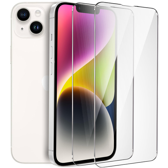 2x tvrzené sklo pro iPhone 14, ERBORD 9H Hard Glass na displeji