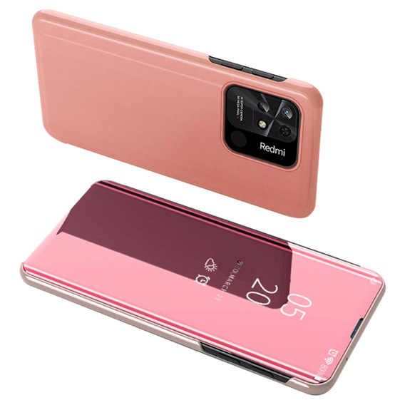 Pouzdro pro Xiaomi Redmi 10C, Clear View, růžové rose gold