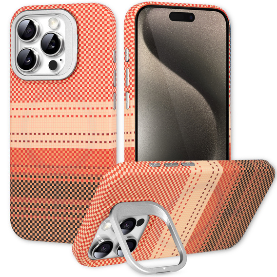Pouzdro iPhone 15 Pro Max, Frame Kickstand, pro MagSafe, Sunset Orange