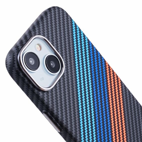 Pouzdro pro iPhone 14, Carbon Fiber MagSafe, námořnicky modré