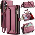 Pouzdro CASEME pro Samsung Galaxy S25 FE, RFID Leather Wallet, s popruhem přes rameno, červené