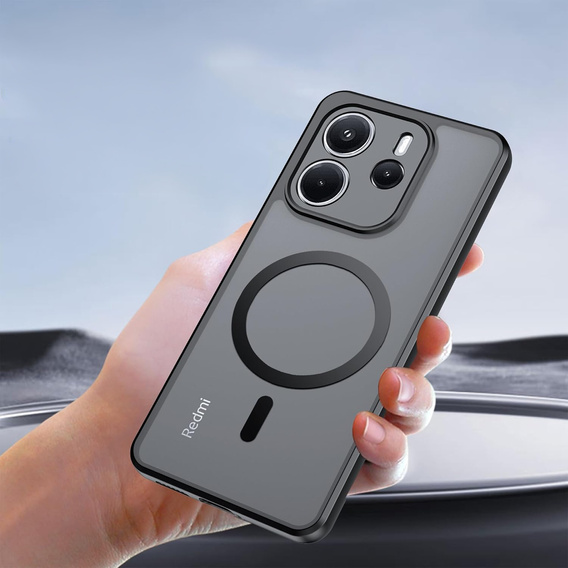 Pouzdro pro Xiaomi Redmi Note 14 4G, pro MagSafe, ERBORD Matt Case, černý + sklo na displej