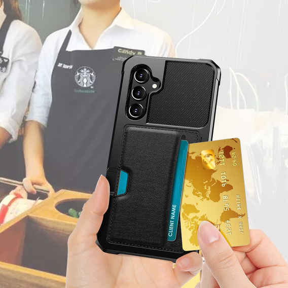Pouzdro pro Samsung Galaxy A55 5G, Card Holder Kickstand, černé