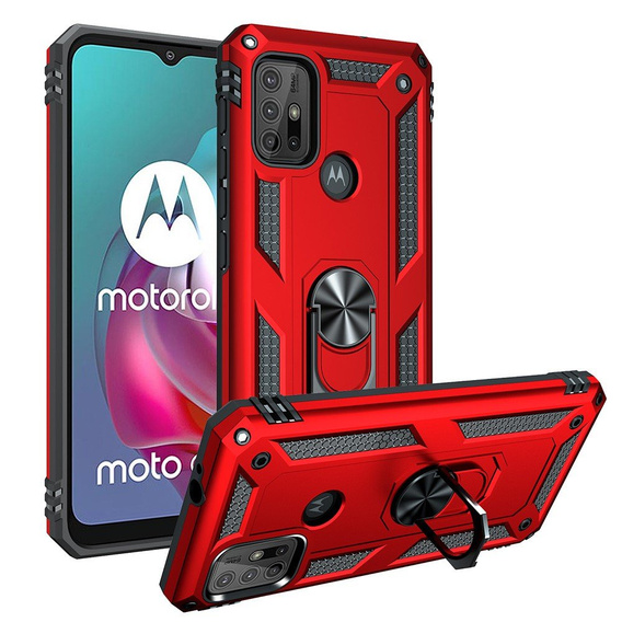 Pancéřové pouzdro pro Motorola Moto G10/G30, Nox Case Ring, červené