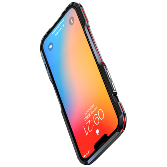 Pouzdro LUPHIE pro iPhone 13, Armor Bumper, černá / červená