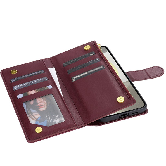 Pouzdro s klopou pro Samsung Galaxy S25 Edge, Rhombus Crossbody Leather, kaštanové