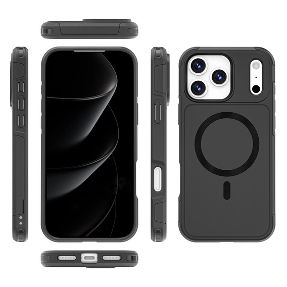 Pouzdro MagForce pro iPhone 17 Pro Max, pro MagSafe, pancéřované, černé
