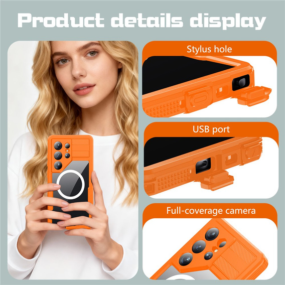 Vodotěsné pouzdro Redpepper MagSafe pro Samsung Galaxy S26 Ultra, oranžové