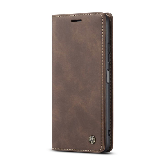 Pouzdro CASEME pro Xiaomi Redmi Note 10 Pro, Leather Wallet Case, káva