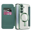 Klopové pouzdro pro Samsung Galaxy S25, RFID Wallet MagSafe CamShield, zelené