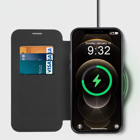 Klopové pouzdro pro iPhone 12 Pro, RFID Wallet MagSafe CamShield, černé