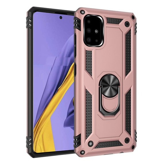 Pancéřové pouzdro pro Samsung Galaxy A51, Nox Case Ring, růžové rose gold