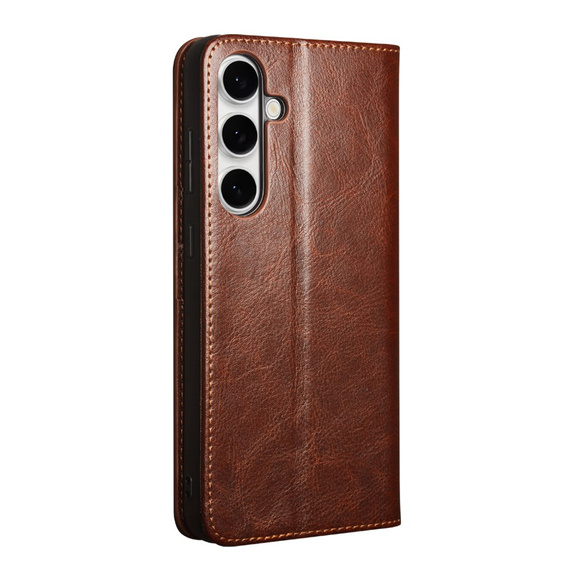 Flipové pouzdro pro Samsung Galaxy S25 FE, QIALINO Leather Wallet, hnědé