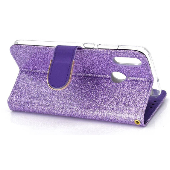 Klopové pouzdro pro Huawei P Smart 2019 / Honor 10 Lite, Glitter Mirror Wallet, fialové
