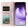 Flipové pouzdro pro Oppo Reno 13 Pro 5G, Crossbody Leather Wallet, růžové