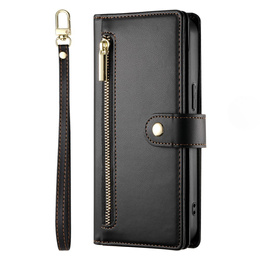 Klopové pouzdro pro Samsung Galaxy A36 5G, Wallet Zipper Pocket, černé