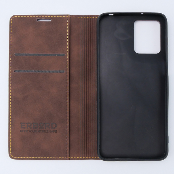 Pouzdro pro Motorola Moto G13/ G23 4G, ERBORD Vintage peněženka s klopou, káva