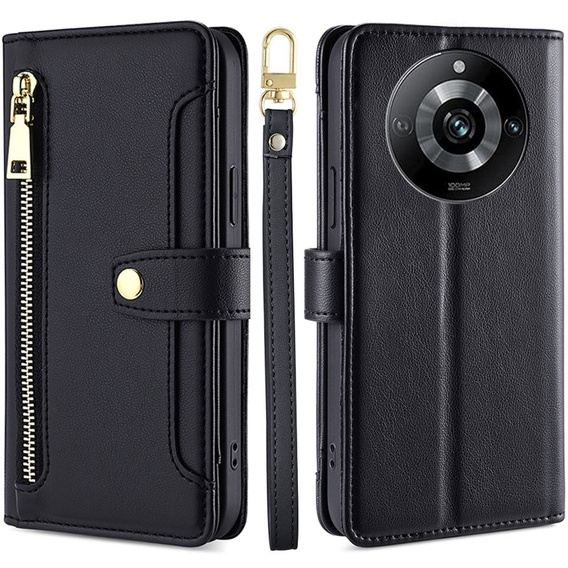 Klopové pouzdro pro Realme 11 Pro 5G / Pro+ 5G, Wallet Zipper Pocket, černé