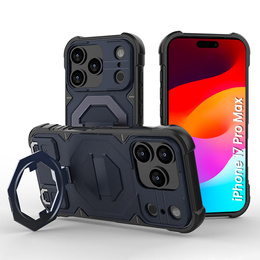 Pouzdro pro iPhone 17 Pro Max, pro MagSafe, pancéřované se stojánkem, modré