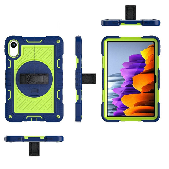 Pevné pouzdro pro Xiaomi Redmi Pad 2, se stojánkem a ramenním popruhem – tmavě modré a zelené