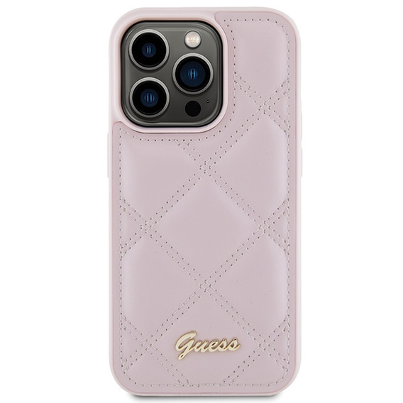 Pouzdro Guess Quilted Metal Logo pro iPhone 15 Pro