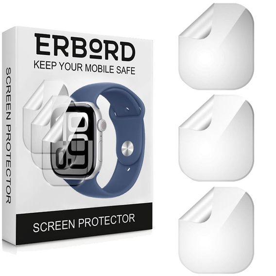 3x ERBORD Hydrogelová fólie pro Apple Watch 10/11 46mm