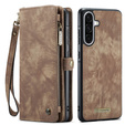 CASEME pouzdro pro Samsung Galaxy A56 5G, Retro Leather Wallet, s páskem, hnědé