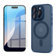Pouzdro pro iPhone 16 Pro, pro MagSafe, ERBORD Matt Case, tmavě modrý + sklo na displej