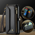 Pouzdro CASEME pro Samsung Galaxy S24 FE, RFID Leather Wallet, s popruhem přes rameno, černé