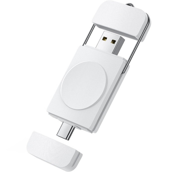 Indukční nabíječka pro Apple Watch 1/2/3/4/5/6/7/8/SE, bílá