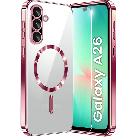 Pouzdro pro Samsung Galaxy A26, Electro MagSafe, růžové rose gold + sklo na displej