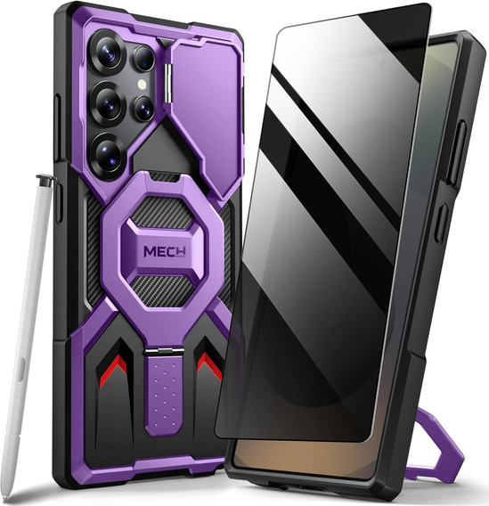 Pouzdro pro Samsung Galaxy S25 Ultra, Tongate MECH MagSafe Series, černé + Tvrzené sklo 9H