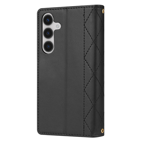 Pouzdro s klopou pro Samsung Galaxy A56 5G, Rhombus Crossbody Leather, černé