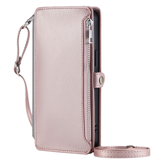 Klopové pouzdro pro Xiaomi Redmi 14C / Xiaomi Poco C75, Wallet Zipper Pocket, růžové