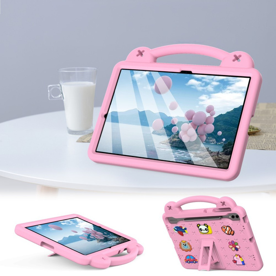 Dětské pouzdro pro Samsung Galaxy Tab S10+ Plus, Cute Patterns, se stojánkem, růžové