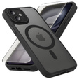 Pouzdro pro iPhone 16 Plus, pro MagSafe, ERBORD Matt Case, černý + sklo na displej