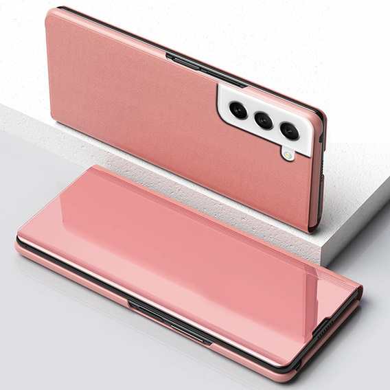 Pouzdro pro Samsung Galaxy S21 FE, Clear View, růžové rose gold