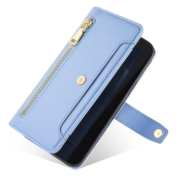 Klopové pouzdro pro Samsung Galaxy S23, Wallet Zipper Pocket, modré