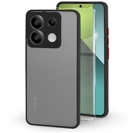 Silikonové pouzdro pro Xiaomi Redmi Note 13 Pro 5G, s ochranou fotoaparátu, transparentní / černé + Tvrzené sklo 9H