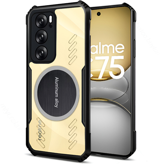 Pouzdro pro Realme 14X / Realme C75, s magnetickou fólií, transparentní / černé