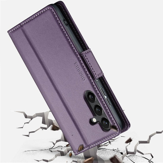 Pouzdro pro Samsung Galaxy A55, ERBORD Glossy Litchi, flipová peněženka, fialové