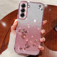 Pouzdro pro Samsung Galaxy S22, Glitter Flower, růžové rose gold