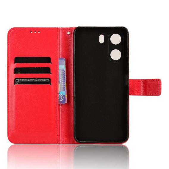 Klopové pouzdro pro Xiaomi Redmi 13C / Poco C65, Crazy Horse Wallet, červené