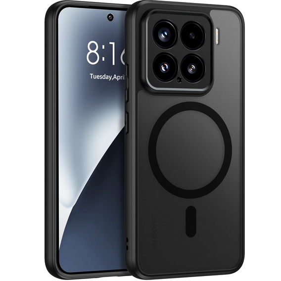 Pouzdro pro Xiaomi 15, pro MagSafe, ERBORD Matt Case, černý + sklo na displej