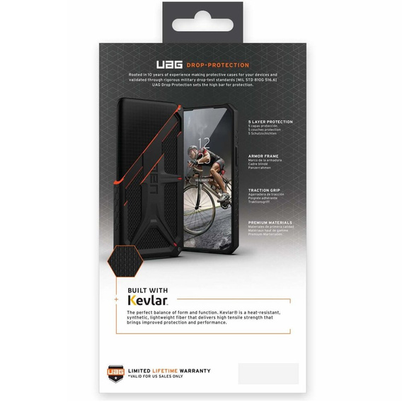 Pouzdro Urban Armor Gear pro iPhone 14 Plus, Monarch, Kevlar černé